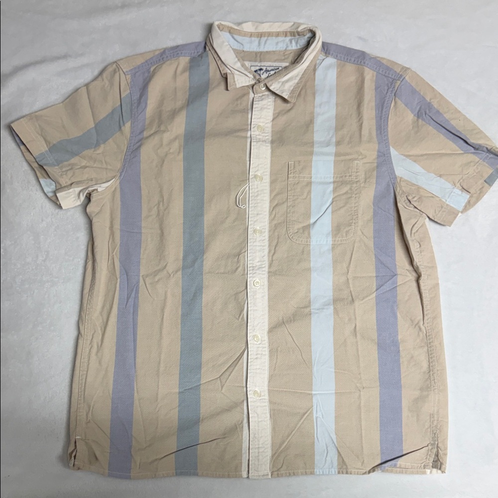 American Eagle Outfitters Beige and Blue Striped Shirt